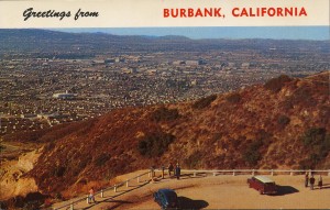 View of Burbank from lookout point, most likely in Stough Park near the Starlight Bowl. Early 1960s.